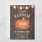 Rustic Girl Pompoen Verjaardagsuitnodiging Roze Kaart (Voorkant)