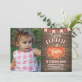 Rustic Girl Pumpkin Birthday Invitation Pink Kaart (Staand voorkant)