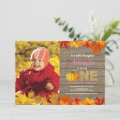Rustic Girl Pumpkin Herfst Birthday Invitation Gol Kaart (Staand voorkant)