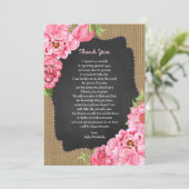 Rustic Girl Roze Bloemen Baby Bedankt Kaart (Staand voorkant)