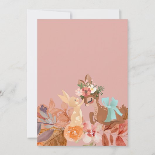 Rustic Girl Woodland Deer Baby shower Kaart (Achterkant)