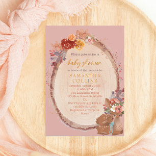 Rustic Girl Woodland Deer Baby shower Kaart