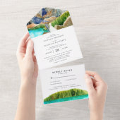 Rustic Glacier Lake Mountain Wedding All In One Uitnodiging (Afscheurbaar)