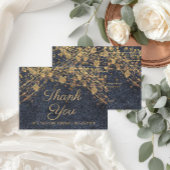 Rustic Glam Blue Gold String Lights Wedding Bedankkaart