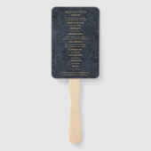Rustic Glam Blue Gold Wedding Programma Handwaaier (Achterkant)