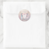 Rustic Glam Boho Bloemige Koeien Schedel Chic Fees Ronde Sticker (Tas)