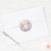Rustic Glam Boho Bloemige Koeien Schedel Chic Fees Ronde Sticker (Envelop)