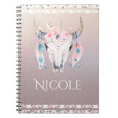 Rustic Glam Boho Floral Koe Skull Iridescent Notitieboek (Voorkant)