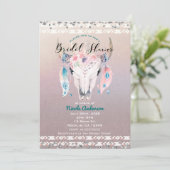 Rustic Glam Boho Floral Koe Skull Vrijgezellenfees Kaart (Staand voorkant)