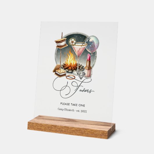 Rustic Glam Chic Camp Bruid Favorieten Acryl Bord (Hoek)