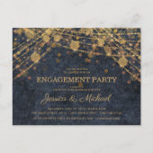 Rustic Glam Gold String Lights Engagement Party Briefkaart (Voorkant)