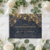 Rustic Glam Gold String Lights Engagement Party Briefkaart