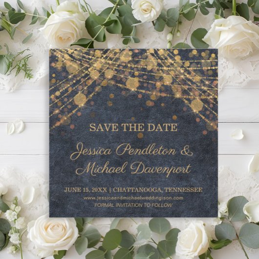 Rustic Glam Gold String Lights Opslaan Datum