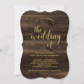 Rustic Glam | Hout en Faux Gold Look Trouwen Kaart (Voorkant)