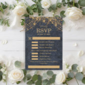 Rustic Glam Marine Blauw Goud Trouwmenu RSVP