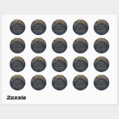 Rustic Glam Navy Blauw Goud Bruid Bruidegom Ronde Sticker (Vel)