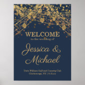 Rustic Glam Navy Blauw Goud Huwelijk Welkom Poster (Voorkant)