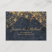 Rustic Glam Navy Blauw Goud Trouwregister Informatiekaartje (Voorkant)