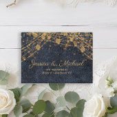 Rustic Glam Navy Blauw Goud Trouwregister Informatiekaartje