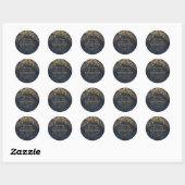 Rustic Glam Navy Blue Gold String Lights Ronde Sticker (Vel)