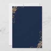  Rustic Glam Roos Blauw & Goud Vrijgezellenfeest Kaart (Achterkant)