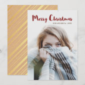 Rustic Glam Stripes en Kerstfoto Feestdagenkaart (Voorkant / Achterkant)