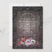 Rustic Glamor Barn Wood Flourish & Floral Wedding Kaart (Voorkant)