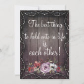 Rustic Glamor Barn Wood Flourish & Floral Wedding Kaart (Achterkant)