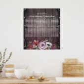Rustic Glamor Barn Wood Vlaamse en Floral Seating Poster (Keuken)
