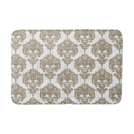 Rustic Glamor Burlap Royal Damask Chic Modern Badmat
