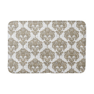 Rustic Glamor Burlap Royal Damask Chic Modern Badmat