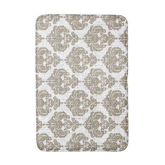 Rustic Glamor Burlap Royal Damask Chic Modern Badmat (Voorkant Verticaal)