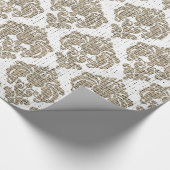 Rustic Glamor Burlap Royal Damask Chic Modern Cadeaupapier (Hoek)