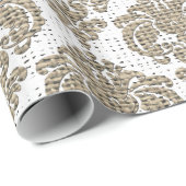 Rustic Glamor Burlap Royal Damask Chic Modern Cadeaupapier (Rol Hoek)