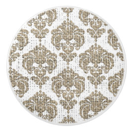 Rustic Glamor Burlap Royal Damask Chic Modern Keramische Knop