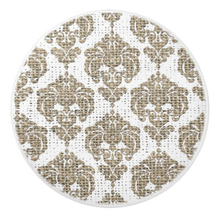 Rustic Glamor Burlap Royal Damask Chic Modern Keramische Knop