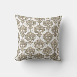 Rustic Glamor Burlap Royal Damask Chic Modern Kussen