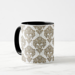 Rustic Glamor Burlap Royal Damask Chic Modern Mok