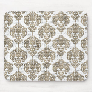 Rustic Glamor Burlap Royal Damask Chic Modern Muismat