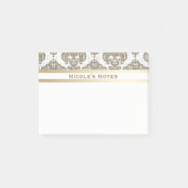 Rustic Glamor Burlap Royal Damask Chic Modern Post-it® Notes
