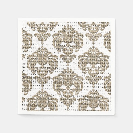 Rustic Glamor Burlap Royal Damask Chic Modern Servetten (Voorkant)