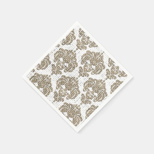 Rustic Glamor Burlap Royal Damask Chic Modern Servetten (Hoek)