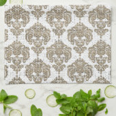 Rustic Glamor Burlap Royal Damask Chic Modern Theedoek (Gevouwen)