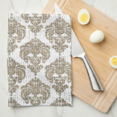 Rustic Glamor Burlap Royal Damask Chic Modern Theedoek (Quarter Fold)