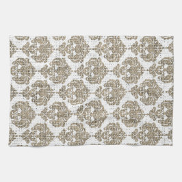 Rustic Glamor Burlap Royal Damask Chic Modern Theedoek