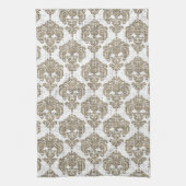 Rustic Glamor Burlap Royal Damask Chic Modern Theedoek (Verticaal)
