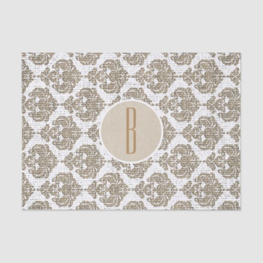 Rustic Glamor Burlap Royal Damask Chic Modern Tissuepapier (Voorkant)