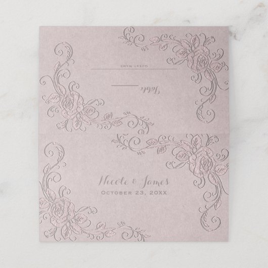  Rustic Glamor Elegant Roos Wedding Table Plaatskaartje (Buitenkant ongevouwen)
