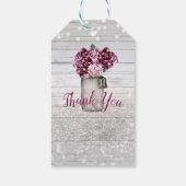 Rustic Glamor Wood & Burgundy Mason Jar Flowers Cadeaulabel (Achterkant)