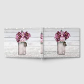 Rustic Glamor Wood & Burgundy Mason Jar Flowers Gastenboek (Volledig)